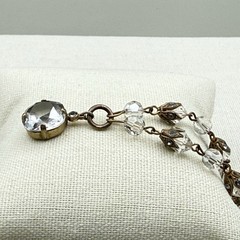 Vintage Catherine Popesco Crystal Bead Drop Necklace Antiqued Gold Tone 18″