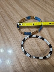 Vintage Seed Bead Bracelets Black And White Anf Gold And Blue