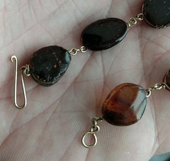 Vintage Baltic Amber Multi Color Wire Wrapped Link Bracelet 7 Inches
