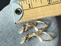 Vtg Pierced Earrings Goldtone Abstract Dangle Drop Asymmetrical Statement Career