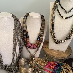 Large Ethnic Tribal Jewelry Lot Wood Seed Bead African Boho Necklaces Bracelets