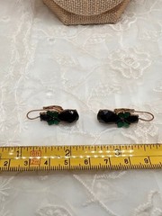 Vintage Brooch and Earrings Faceted Green Cut Glass Pin and Pierced Earrings Set