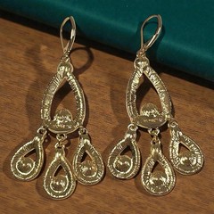 Monet Chandelier Earrings Gold Tone With Rhinestones