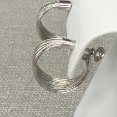 Vintage Vendome Earrings Silver Tone Wire Hoops Clip Ons Signed