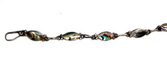 Vintage Mexican Sterling Silver Abalone Link Bracelet Eagle 2 Cuernavaca C110
