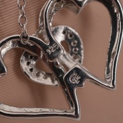 Sterling silver Triple heart interlocking pendant 16″ Italian silver Chain 3.2G