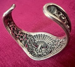 VINTAGE 800 SILVER WIDE CUFF BRACELET INTRICATE PEACOCK DESIGN 38 GRAMS