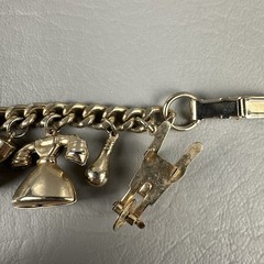 Vintage Charm Bracelet Windmill Well Cart Gold Tone Dutch Theme 7.5″