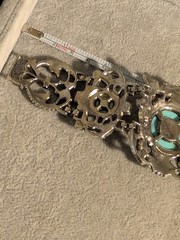 Wide Vintage Faux Turquoise Filigree Bracelet! 2.25in Wide In Front!