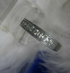 8 White Quartz 925 Sterling Silver Estate wedding engagement band Ring size 9.25