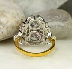3Ct Art Deco Style Round Cut Lab Created Diamond Anniversary 14K Gold FN Ring