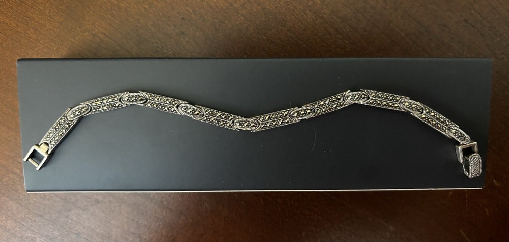 Vintage Sterling Silver 925 Marcasite Bracelet 7.25″