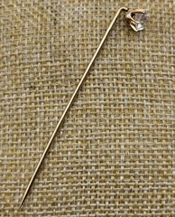 Vintage 14K Gold White stone Stick pin lapel tie Estate fine jewelry