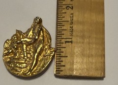 Vintage Alva Studios Venus Cherub Gold Tone Mythology Goddess Brooch Pin