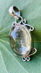****Sterling Silver RUTILATED Rutile QUARTZ Pendant Golden VINTAGE Hair****