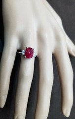 Vintage 14k White Gold Engagement Ring 3.51ct. Natural Burma Oval Ruby AGL cert