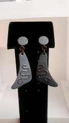 Sterling silver Copper Embossed Earrings. Screwback vintage