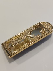 VTG Signed AJC Gold Tone “Cat Looking in Mirror Chasing Butterfly” Brooch