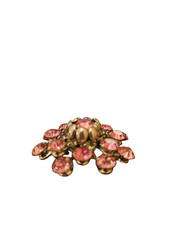 Vintage Silver Tone Pink Rhinestone Prong Set Stones Brooch ~ 1 5/8″ Diameter