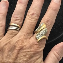 Vintage 18KT HGE Gold Plated with Crystal’s Statement Ring varied sizes