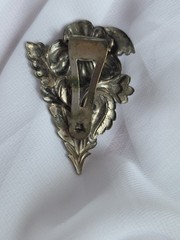 Art Deco Dress Clip Pot Metal Repousse Pot Metal Blue Paste Gem