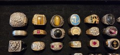 Vintage Mod Ring Lot Of 41.mens.14 Signed Avon ETA stainless Steel RSC