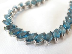 Sterling Silver 925 Natural Heated London Blue Topaz Tennis Bracelet 7.5″
