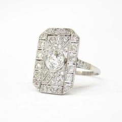 3Ct Vintage Art Deco Style Lab Created Diamond Engagement 14K White Gold FN Ring