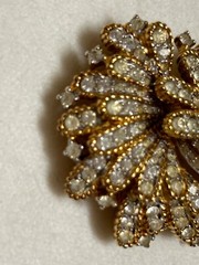 Vintage Jomaz Flower Pave Rhinestone Brooch