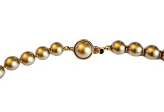 Carol Lee Vintage Gold Tone With Champagne Color Beaded Necklace