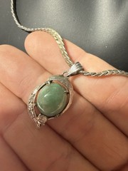 Vintage 10K 14K Gold Jade Diamond Pendant Necklace Estate Lot#1752