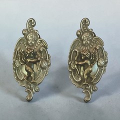 Vintage Silver And Gold Tone Cherub Harlequin Pierced Earrings 1.5’’