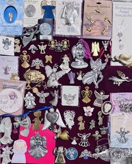 Vintage Estate Angel Religious PJewelry Lot 68 Pieces WHBM GLORIA DUCHIN AAi Baj