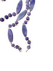 Vintage Art Deco Style Purple Carved Stone Statement Necklace Gold Tone