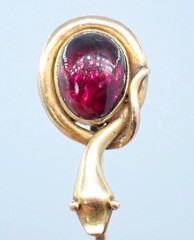 Antique Victorian 22K 15K Gold Garnet Cabochon Laughing Snake Egg Stick Pin Box