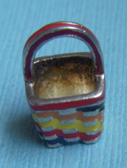 Vintage enamel Autumn Brown County Basket sterling charm