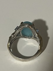 Vintage Sterling Silver 925 Partial Gold Tone Ring Blue Stone