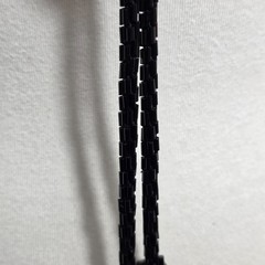 Vintage-Style Black Beaded Lariat Necklace Long Clasp Free Intricate Tassel Ends