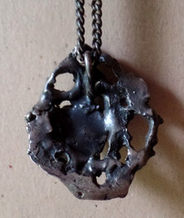 Vintage OOAK Abstract Handcrafted Asymmetrical Silver Necklace Demon Pendant (b)