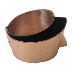 Vintage Renoir Signed Copper Modernist Sculpture Hinged Clamper Cuff Bracelet