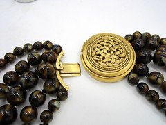 Estate MMA Museum of Modern Art Goldtone Agate Bead 280 Gram 5 Strand Necklace