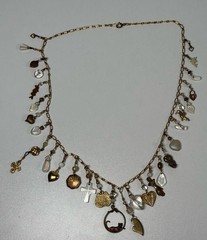VTG 1/20 14k Gold Filled Charm 21.5” Necklace Cats Hearts Animals Crosses Love