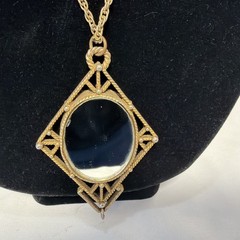Double Sided Mirror Courting Couple Cameo Pendant Necklace