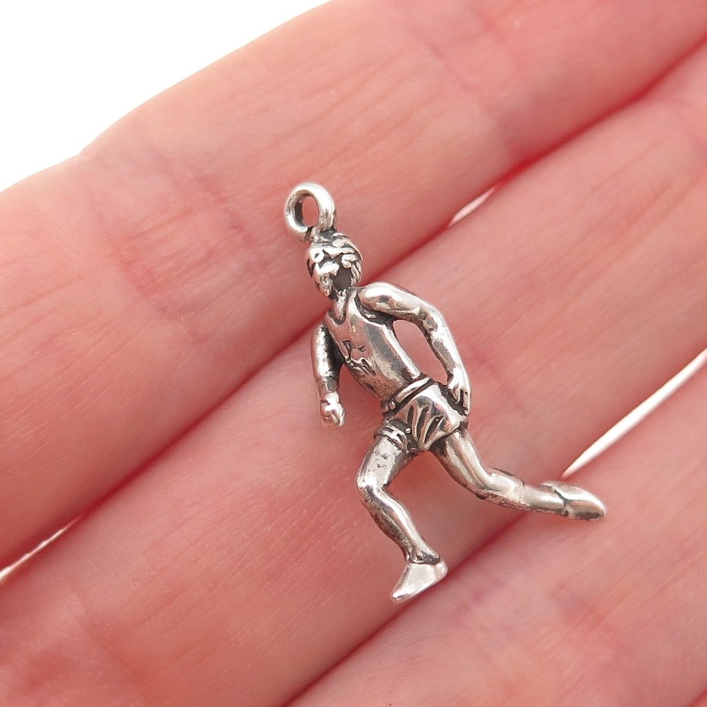 Sunwest 925 Sterling Silver Vintage Marathon Runner Oxidized 3D Charm Pendant