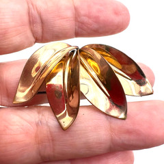 VTG REGEL 12K GF BROOCH/Pendant – Stylized MCM Leaf Cluster – 2 inches