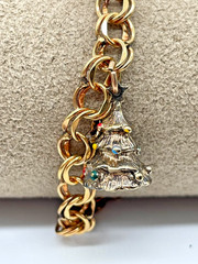 VTG 12K Gold Filled Double Link 7″ Charm Bracelet 2 charms safety chain 12.9g