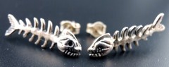 Fishbone Earrings Sterling Silver NEW Vintage Punk 90’s Stud/Post Chim Ska Funk