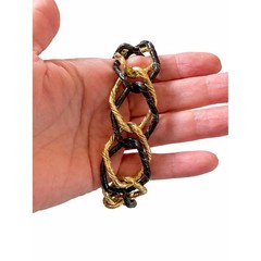 Chunky Black & Gold Chain Statement Link Necklace Vintage Style