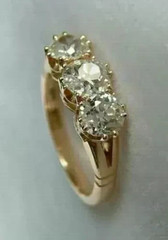 3.27Ct Vintage Art Deco Style Round Lab Created Diamonds 14K Yellow Gold FN Ring
