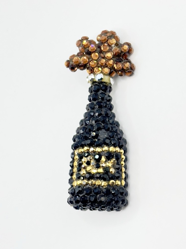 Vintage Richard Kerr Rhinestone Encrusted Champagne Brooch / Pin RARE